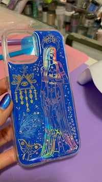 a phone case with an image of a woman on it